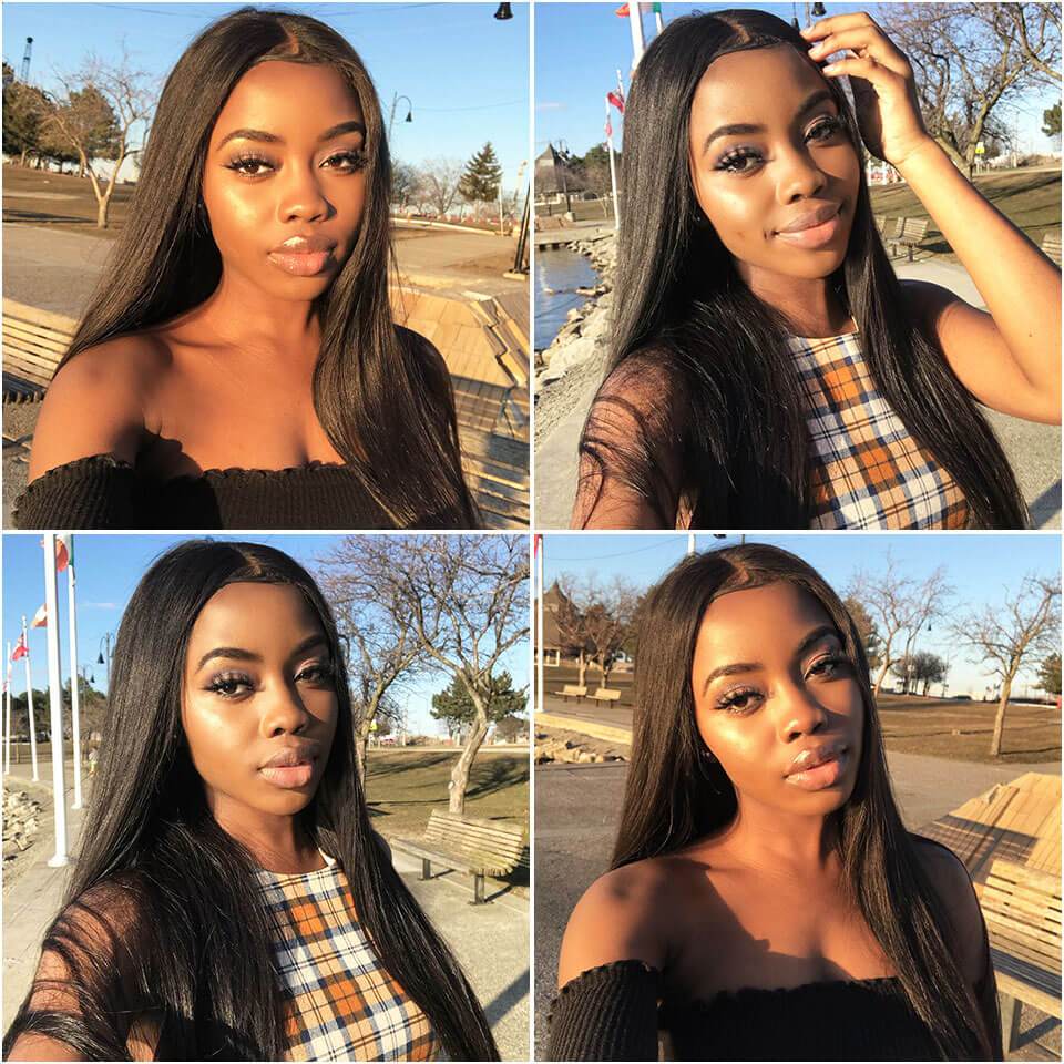 Ali Grace Brazilian Straight Hair Bundles 4 Pcs With 4x4 Lace Closure