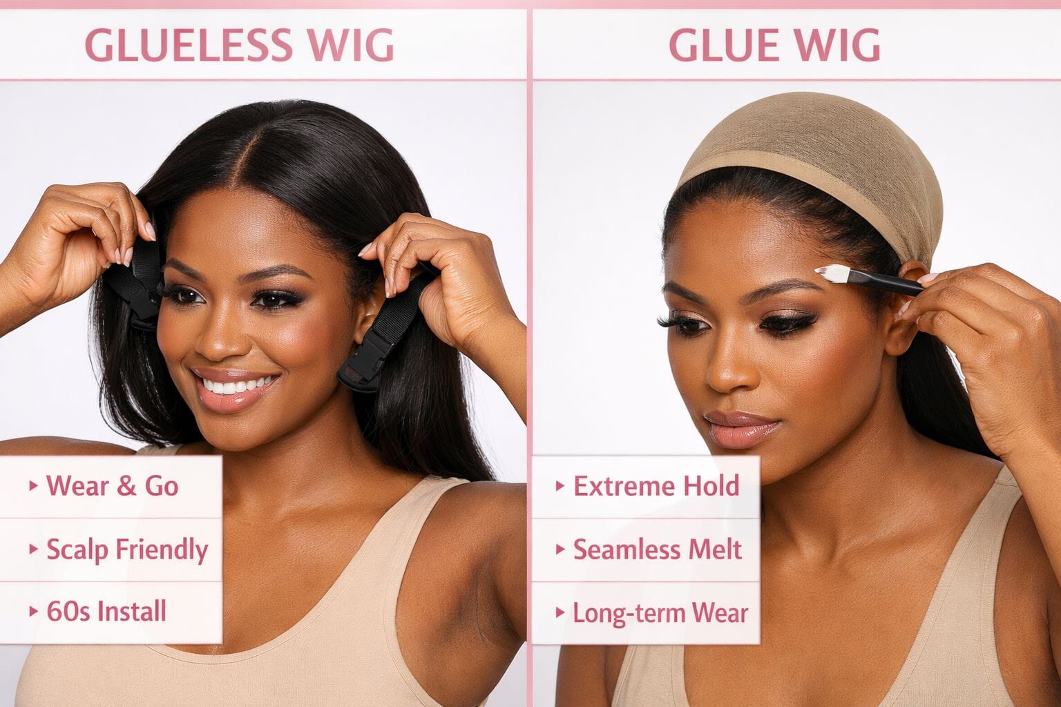 Glueless Wigs vs. Glue Wigs: Which One Is Right for You?