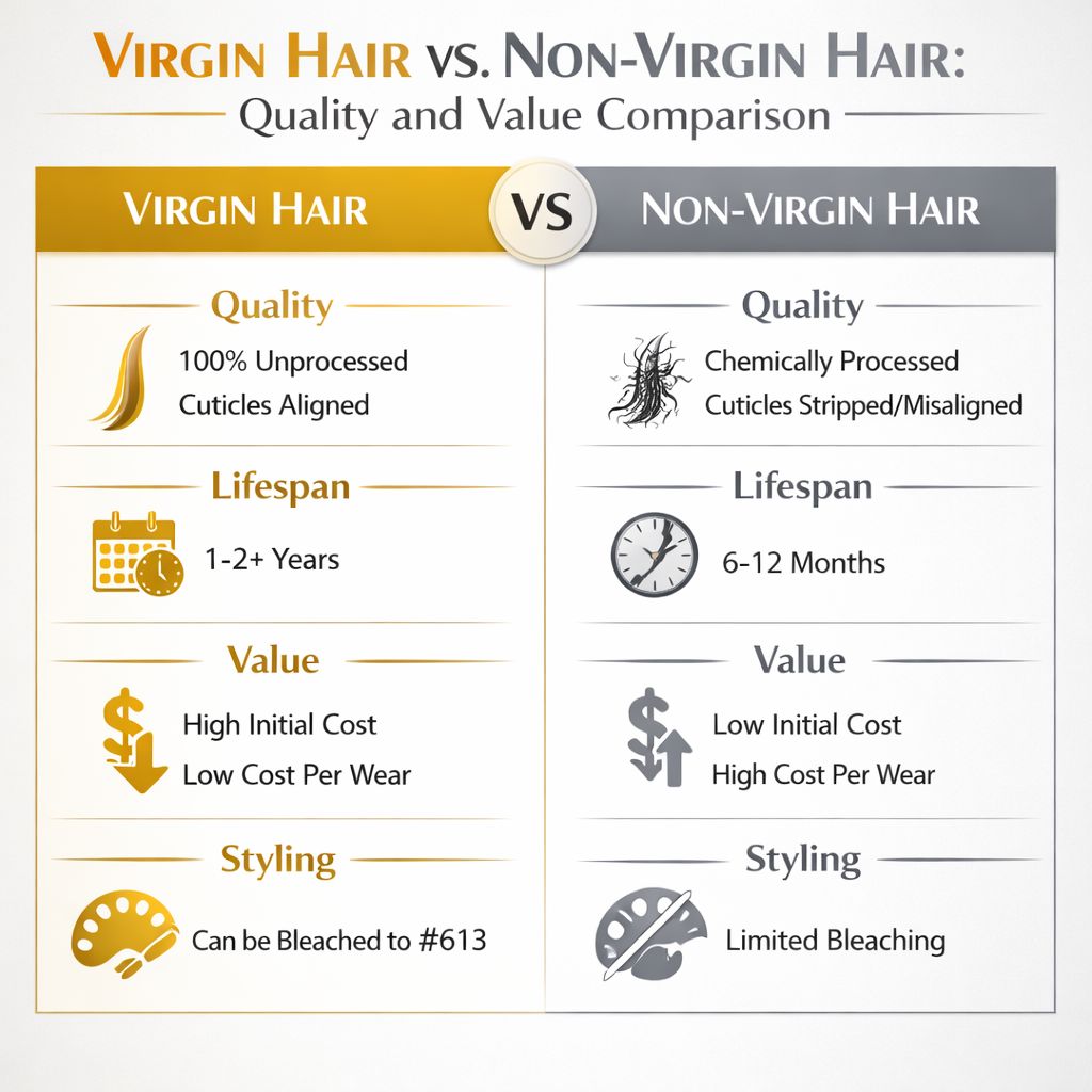Virgin Hair vs. Non-Virgin Hair: A Comprehensive Comparison of Quality and Price