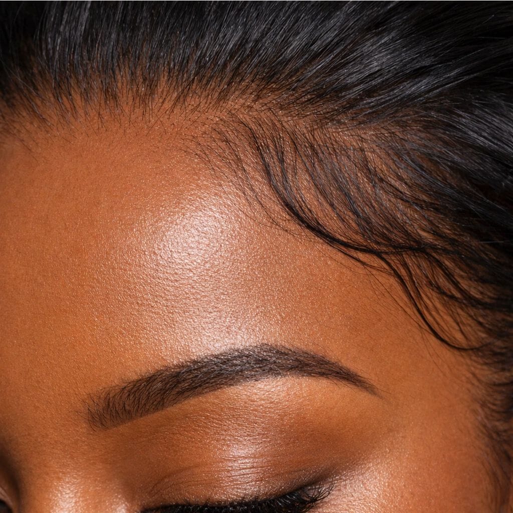 Close-up of HD invisible lace blending into skin tone