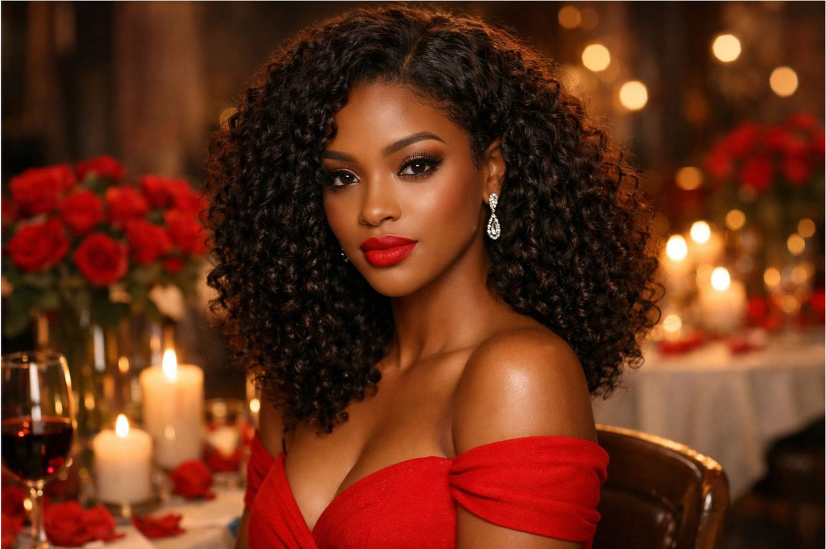 Ignite Your Valentine's Date Look: Romantic Curls & A Pop of Red!