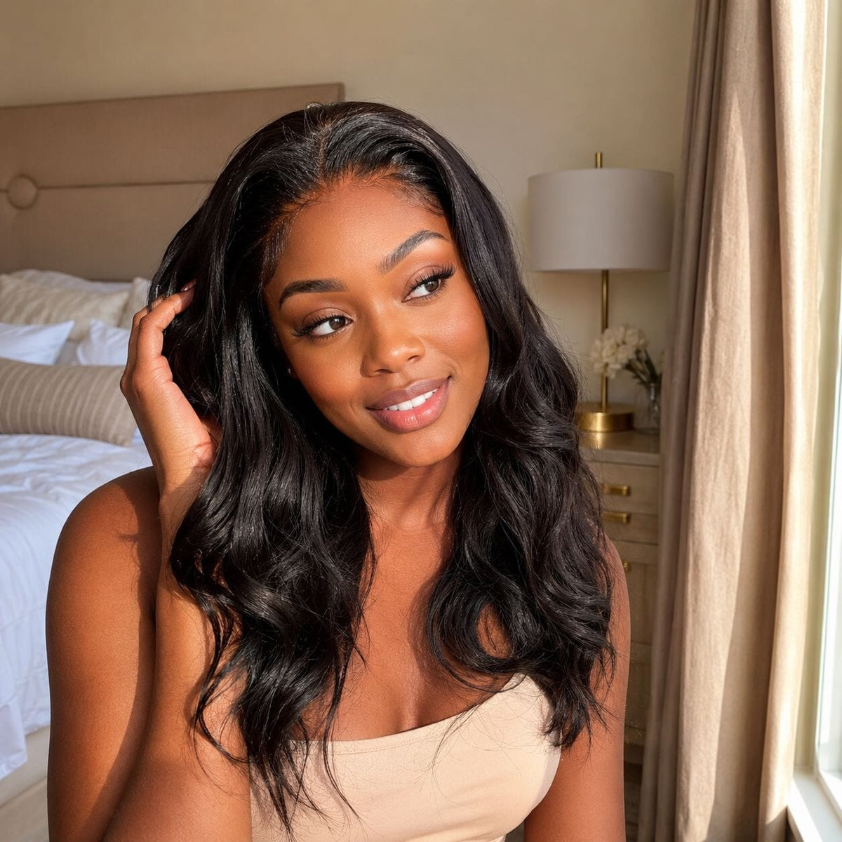 Applying bleach carefully to the underside of lace wig knots`