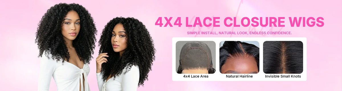 4x4 lace closure wigs with natural middle part, protective styling and beginner-friendly installation