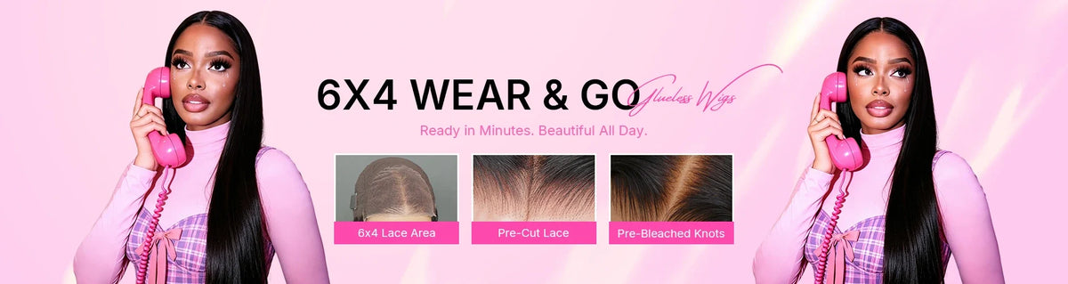 6x4 lace wigs with natural hairline, lightweight lace design and realistic scalp appearance for everyday wear