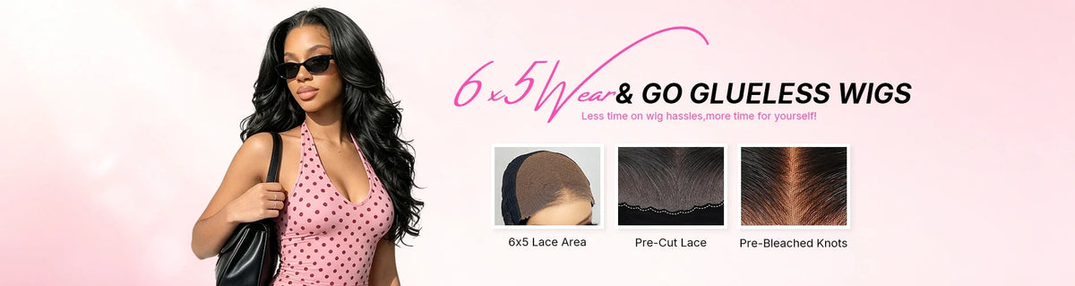 6x5 lace wigs collection featuring natural HD lace, deep parting space and comfortable glueless human hair wigs