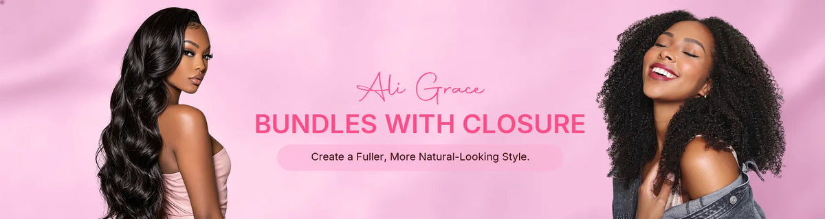 Ali Grace human hair bundles with closure featuring full volume, natural-looking coverage and versatile styling options