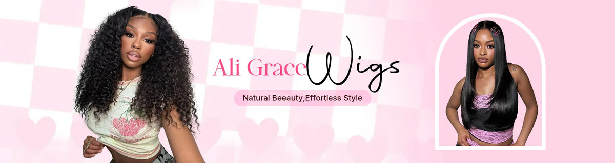 Ali Grace human hair wigs collection featuring natural-looking styles, premium textures and versatile looks for every occasion