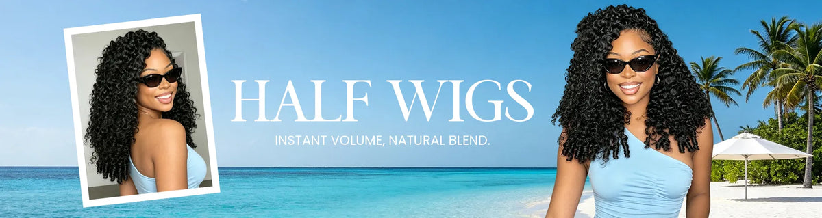 Ali Grace human hair half wigs designed for natural blending, easy styling, lightweight comfort, and a seamless look with your own hair.