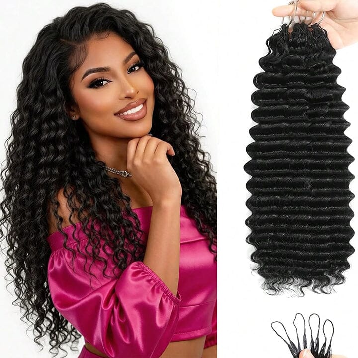 Aligrace Hair Deep Wave Pre-Separated Knotless Crochet Hair Extension Natural Color Feather Soft 100% Human Hair AliGrace 