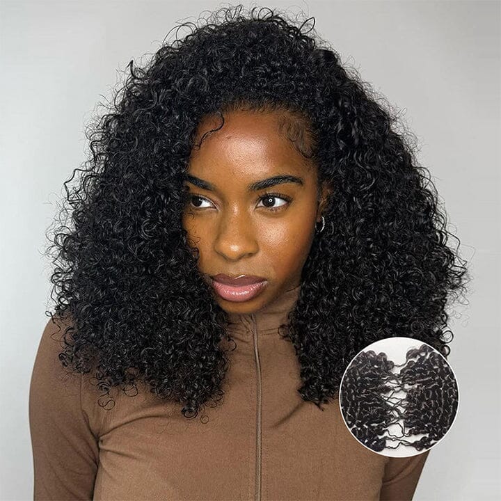 Aligrace Hair Kinky Curly Pre-Separated Knotless Crochet Hair Extension Natural Color Feather Soft 100% Human Hair AliGrace 