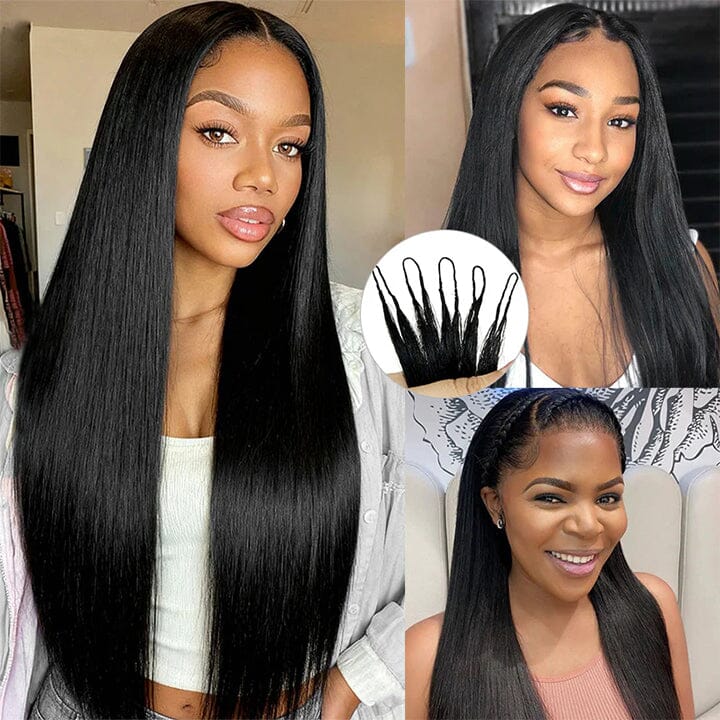 Aligrace Hair Straight Hair Pre-Separated Knotless Crochet Hair Extension Natural Color Feather Soft 100% Human Hair AliGrace 