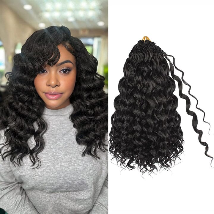 Aligrace Hair Deep Wave Pre-Separated Knotless Crochet Hair Extension Natural Color Feather Soft 100% Human Hair AliGrace 