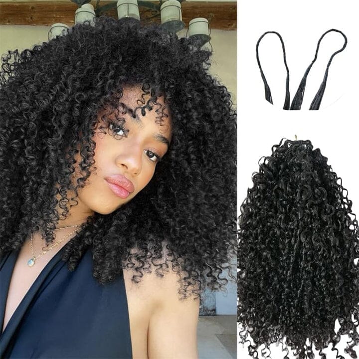 Aligrace Hair Kinky Curly Pre-Separated Knotless Crochet Hair Extension Natural Color Feather Soft 100% Human Hair AliGrace 