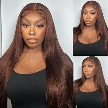 Aligrace 13x4 Lace Straight Wigs #4 Chocolate Brown Color