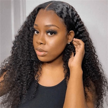 Aligrace Small Knots Lace Frontal Kinky Curly Human Hair Wigs With Natural Hairline