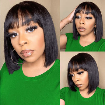 Aligrace MLG Series Full Machine Straight Bob Wigs With Bangs