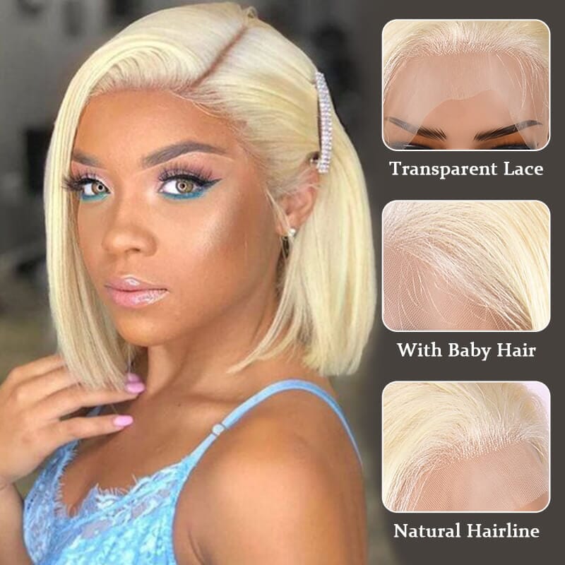 Aligrace 13x4 Lace Front Straight Human Hair BoB wigs 613 Color