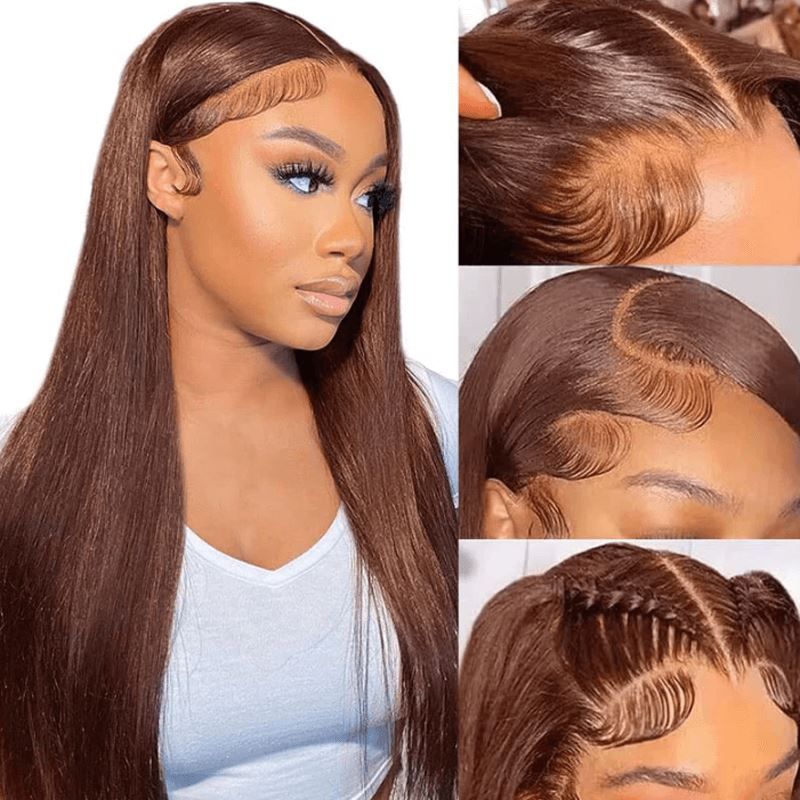 Aligrace 13x4 Lace Straight Wigs #4 Chocolate Brown Color