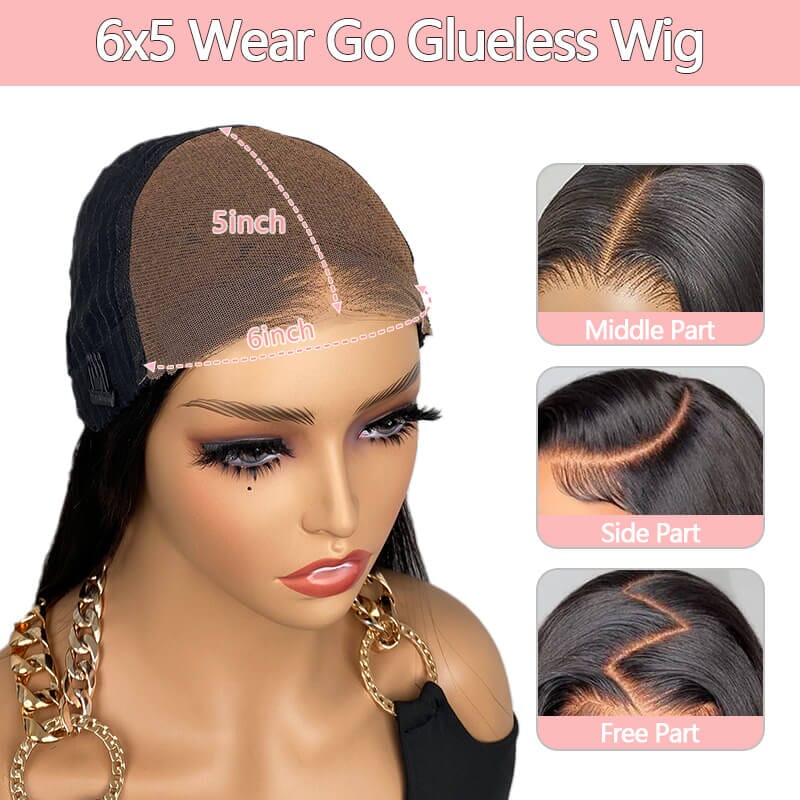Aligrace Wear And Go 6x5 Pre Cut & Pre Bleached Lace Quick & Easy Install Straight Wig AliGrace 