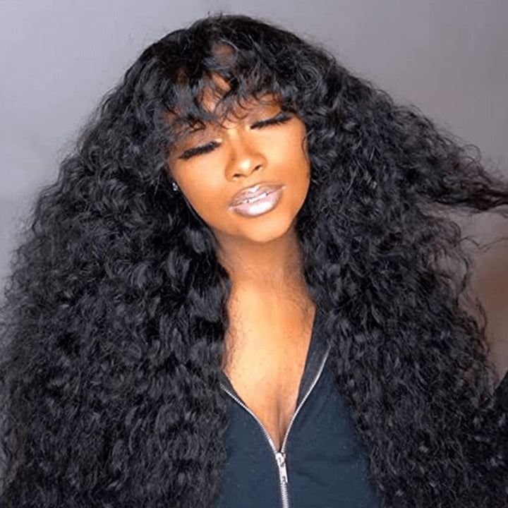 Ali Grace Full Machine Made Kinky Curly Wig With Bangs Lace Front Wig with Bang AliGrace 