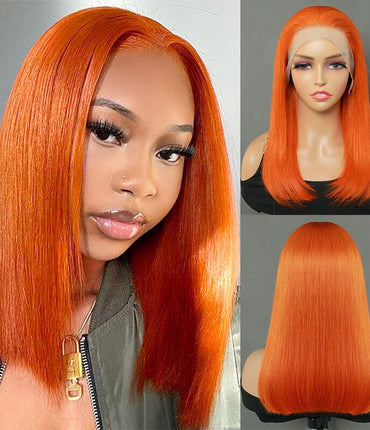 Aligrace 13x4 Lace Front Straight Human Hair BoB wigs Ginger Color Wig