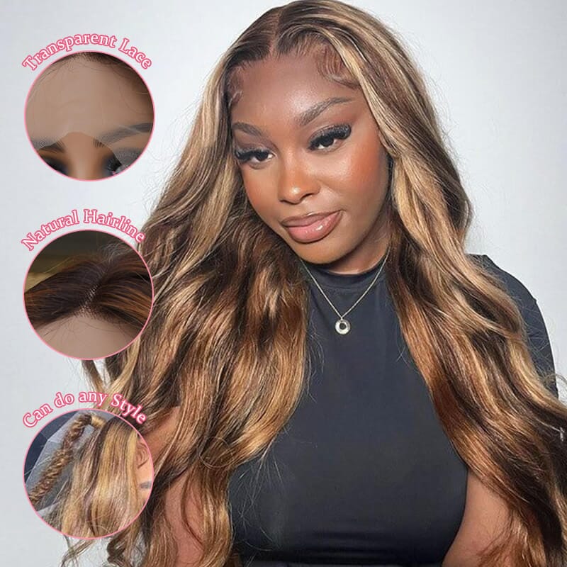 Ali Grace 13x4 Lace Front Body Wave Wigs HighLight Brown Color