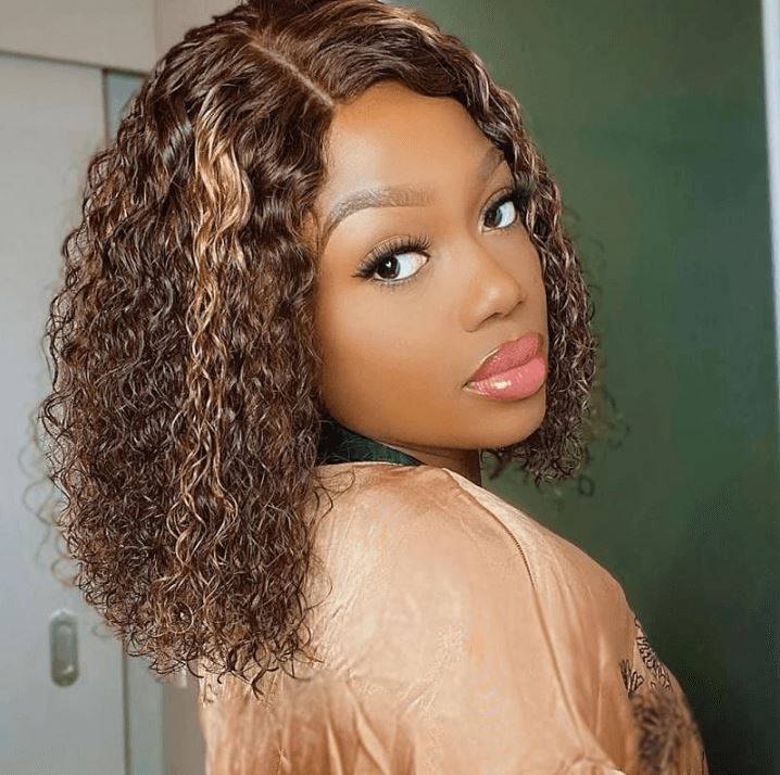 Aligrace 4x4 Lace Curly BoB Wigs Highlight Color