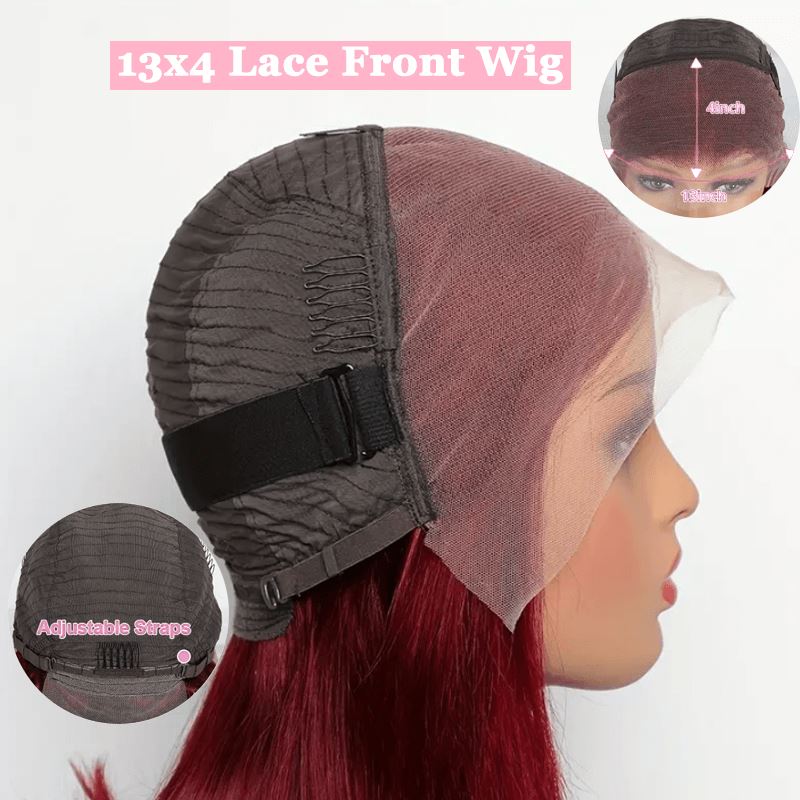 Aligrace 13x4 Lace Curly Wigs 99J Burgundy Color