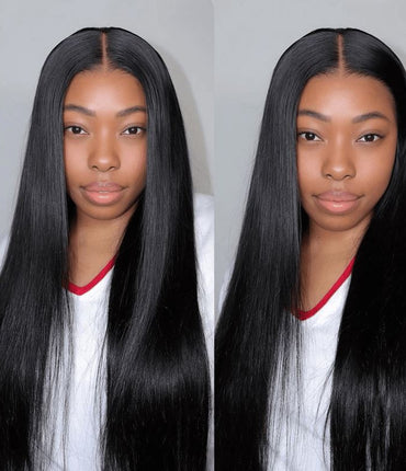 Aligrace 5x5 HD Lace Front Straight Wigs Natural Black