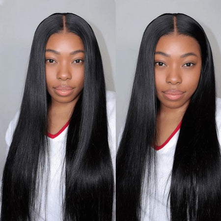 Aligrace 5x5 HD Lace Front Straight Wigs Natural Black