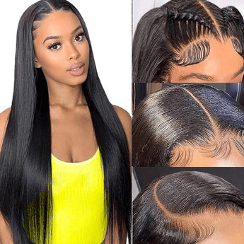 Aligrace 13x6 Frontal Lace Straight Wigs Natural Black