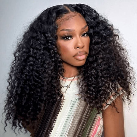 Aligrace Kinky Curly 6x5 Pre-Bleached Small Knots Transparent Lace Wear Go Glueless Wig