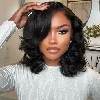 aligrace hair body wave 5x5 hd lace 180 density short bob lace wig virgin hair