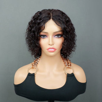 Aligrace 8 inch 2.5x0.5 T part Lace Natural Color Water Wave Wig