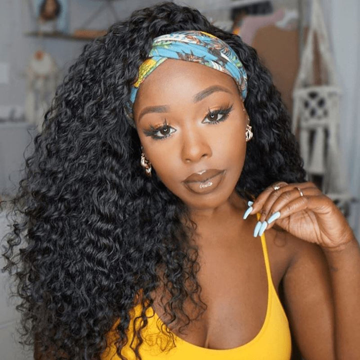 Aligrace Headband Deep Wave Human Hair Wigs Headband Wig AliGrace 