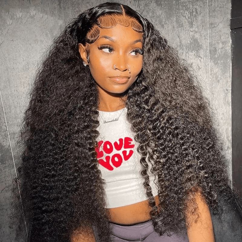 Aligrace Kinky Curly 6x5 Pre-Bleached Small Knots Transparent Lace Wear Go Glueless Wig