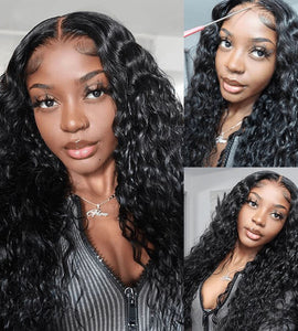 Aligrace 6x5 Pre Cut & Pre Bleached Lace Wear And Go Black Water Wave Beginner Friendly Wig