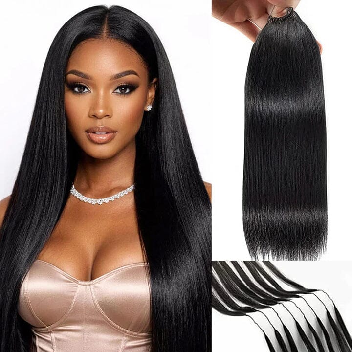 Aligrace Hair Straight Hair Pre-Separated Knotless Crochet Hair Extension Natural Color Feather Soft 100% Human Hair AliGrace 