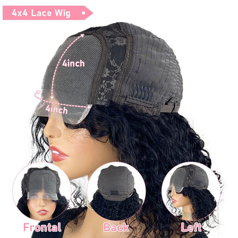 Aligrace 4x4 Lace Closure Curly Human Hair Wigs