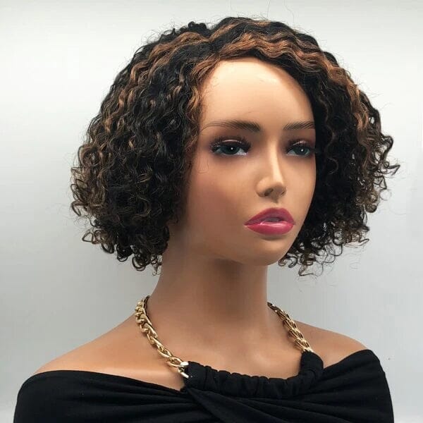 Aligrace Hair Curly Bob Wigs P4/27 Highlight Color