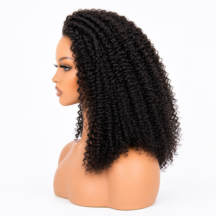 Aligrace Hair Kinky Curly Half Wig InvisiFit Strap Human Hair Wear Go Glueless Wig for Beginners AliGrace 