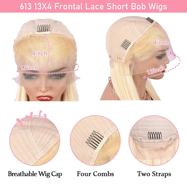 Aligrace 13x4 Lace Front Straight Human Hair BoB wigs 613 Color