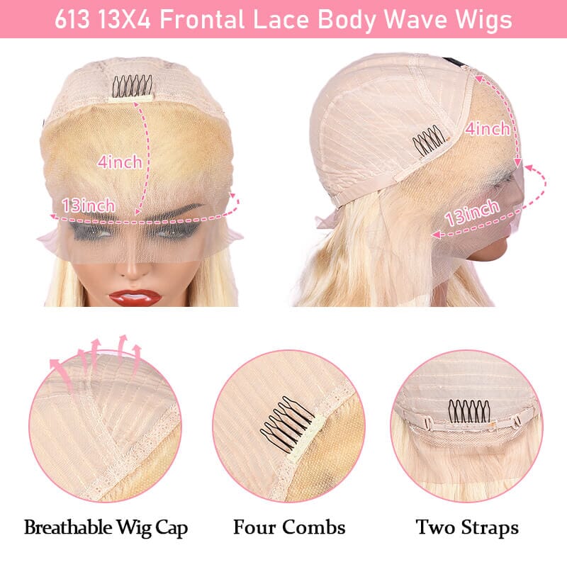 Aligrace 13X4 Frontal Lace Body Wave Wigs Blonde Color
