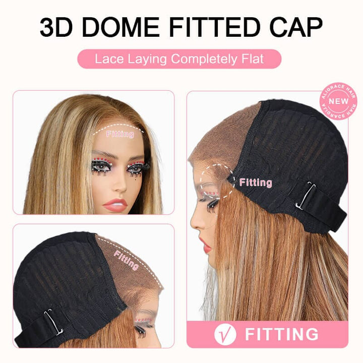 Aligrace Pre Bleached Tiny Knots 6x5 Pre-Cut Lace Straight P6/22 Color Wear &amp; Go Glueless Wig