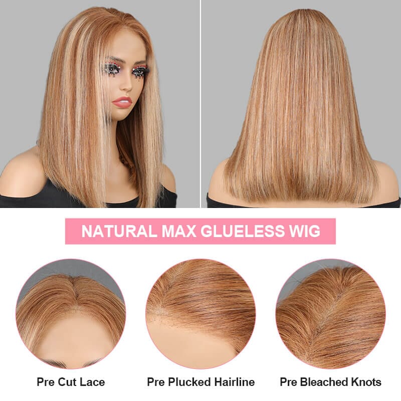 Aligrace 6x5 Middle Part Straight P6/22 Color Wear &amp; Go Glueless Short BoB Wig