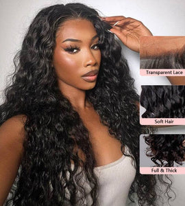 Aligrace 6x5 Pre Cut & Pre Bleached Lace Wear And Go Black Water Wave Beginner Friendly Wig