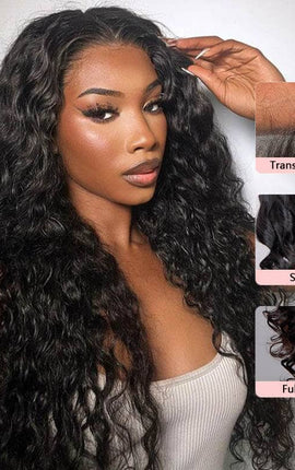 Aligrace 6x5 Pre Cut & Pre Bleached Lace Wear And Go Black Water Wave Beginner Friendly Wig