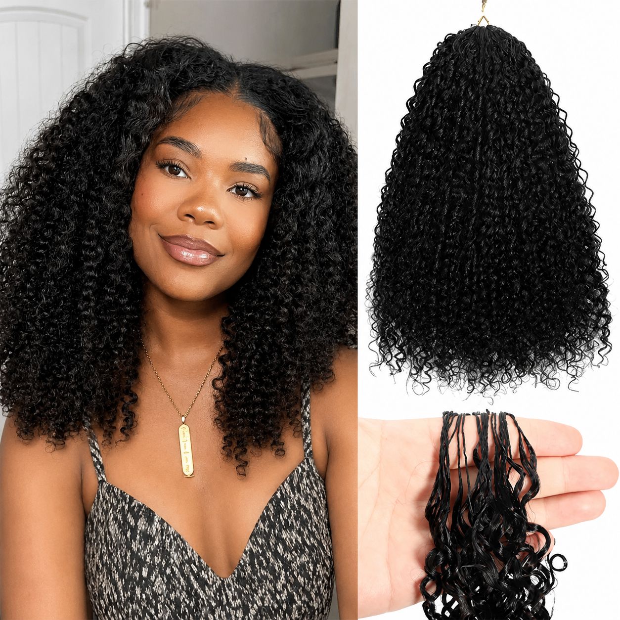 AliGrace Kinky Curly Pre-Separated Knotless Crochet Hair Extensions, Feather Soft 100% Human Hair for Natural Boho Braids AliGrace 