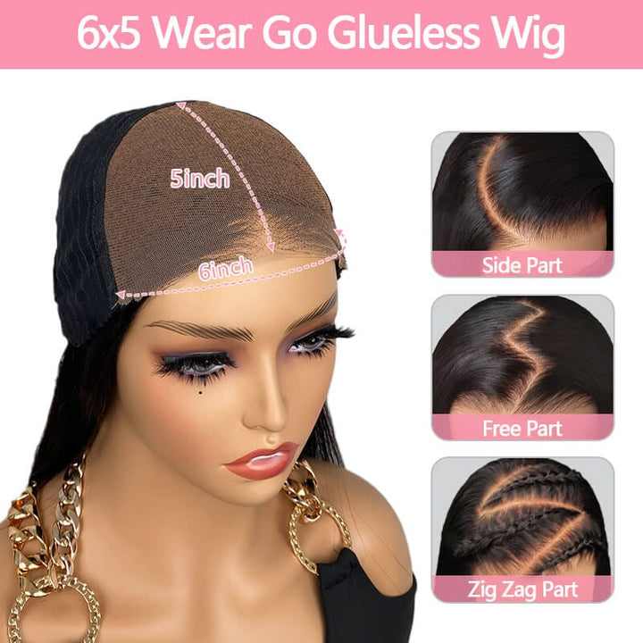 Aligrace Wear &amp; Go 6x5 Pre-Cut Lace Natural Color Straight Wig