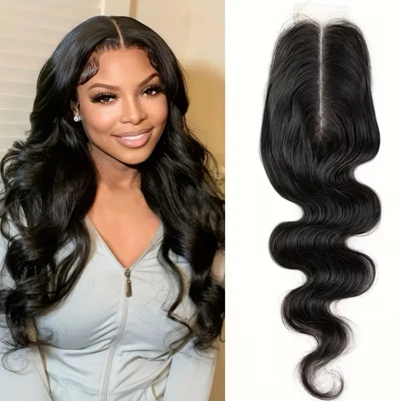 2x6 HD lace closure body wave human hair with natural middle part, realistic hairline and soft lace design by Ali Grace